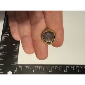 Vintage Krementz Gold Tone Round Iridescent Single Replacement Cufflink Patented
